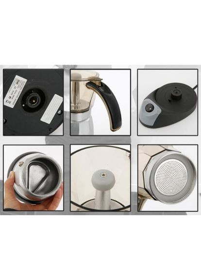 Гейзерна електрична кавоварка на 6 чашок 300 мл Алюміній (М10600243) BNORSY (316258195)