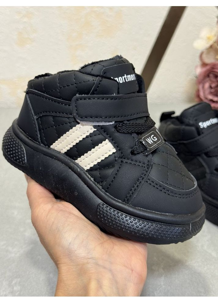 Цветные зимние демисезонные ботинки детские цвет черный 10926 No Brand