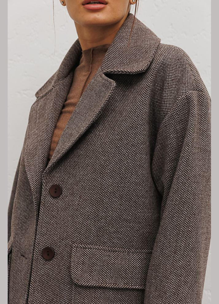 Коричневое Женское короткое пальто oversize темно-серое Arjen
