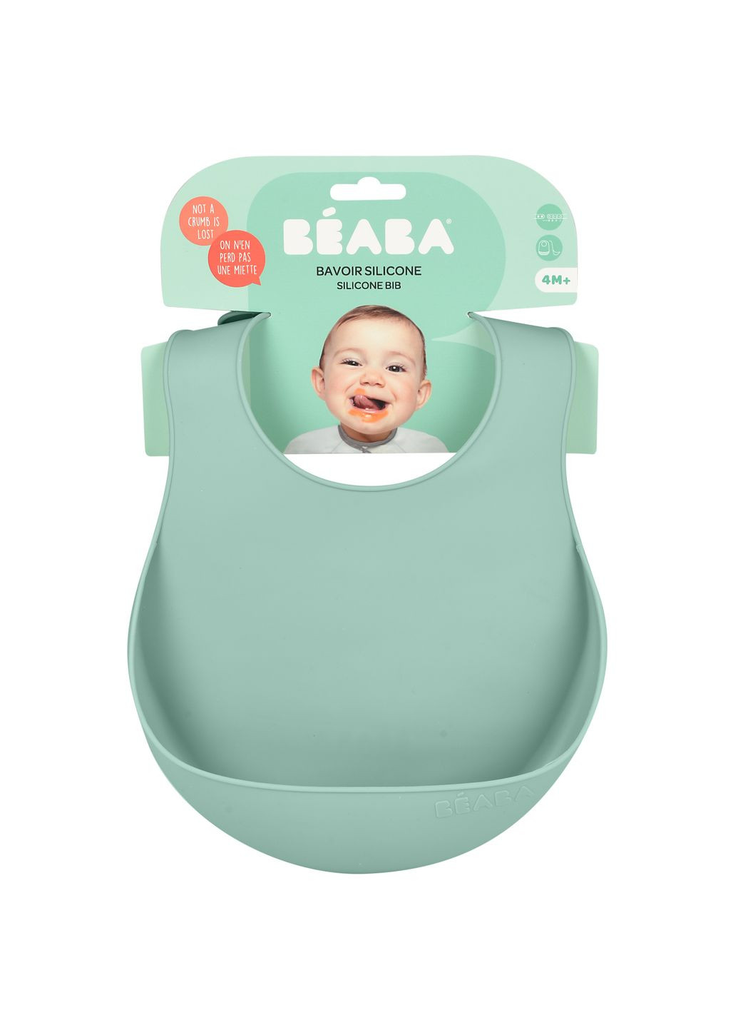 Нагрудник силиконовый, с карманом, оливковый () Beaba 913541 (328261238)