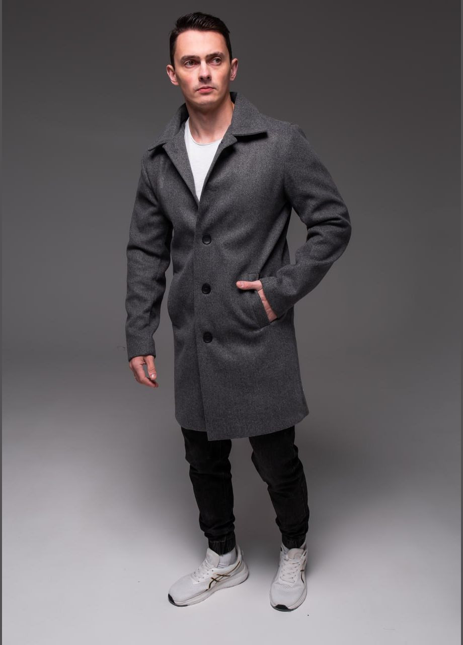 Сіре демісезонне Пальто Кашемір на Тонкій Підкладці No Brand