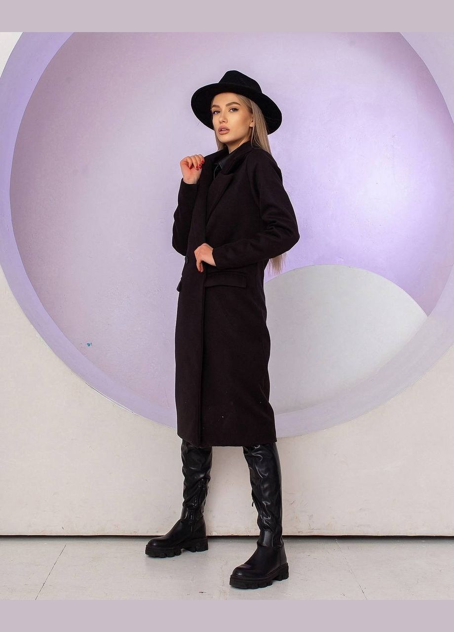 Чорна жіноче пальто з кашеміру колір чорний р.50/52 448933 New Trend