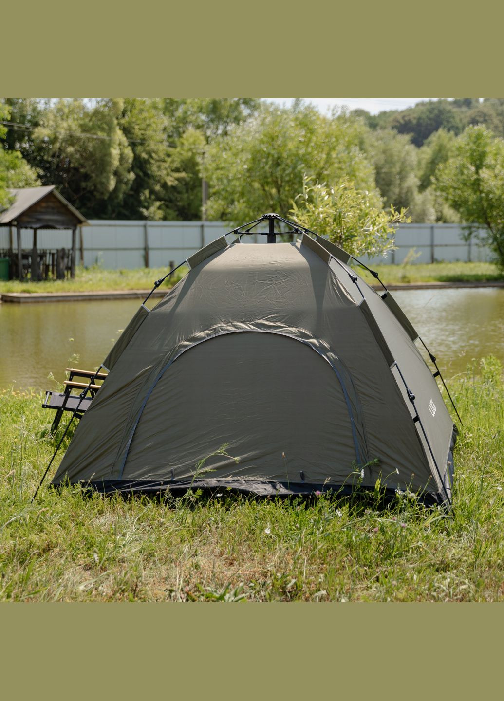 Палатка туристическая двухместная 200*200*140 см, армейская зеленая LUGI (341325836)