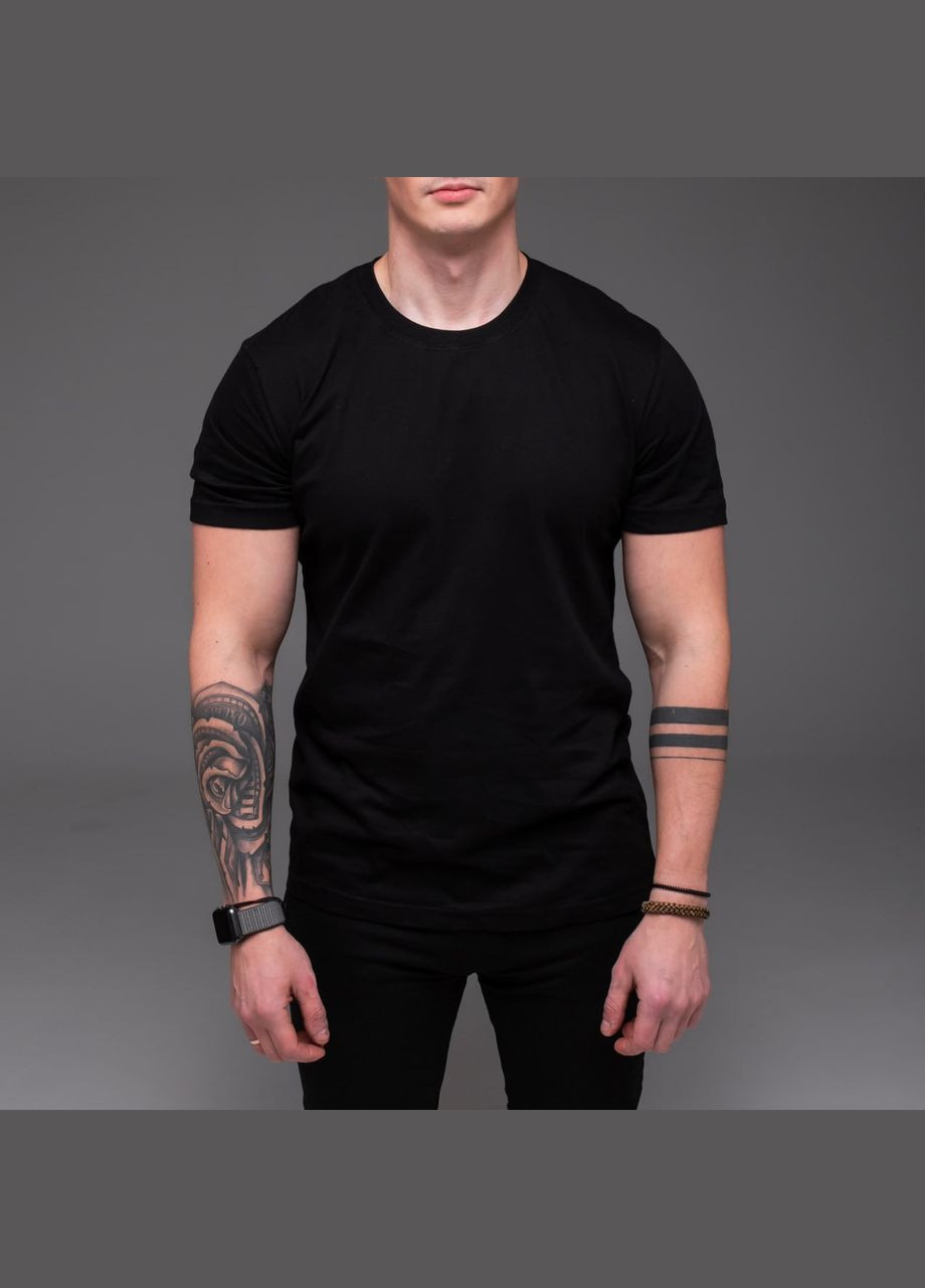 Черная базовая футболка из хлопка с коротким рукавом Vakko