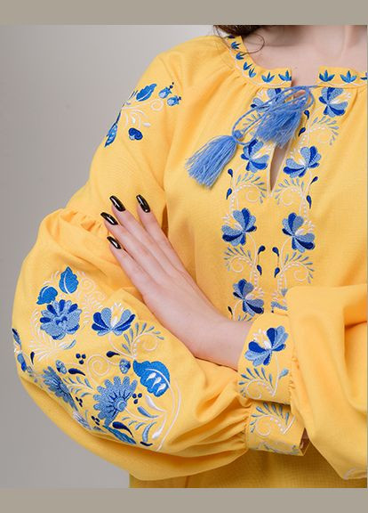 Жовта вишиванка жіноча vishivano4ka 219-8 візерунок квітковий бавовна (307061193)