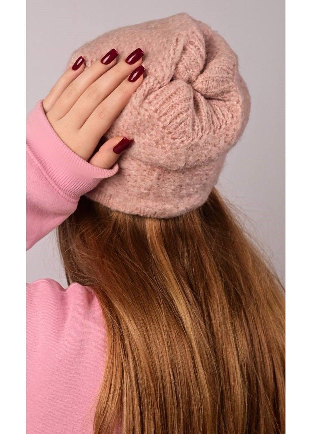Шапка женская на флисе пудровая Makko (315501866)