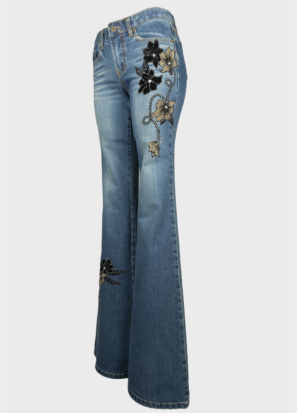 Женские винтажные клешеные джинсы S-1522 Синий Tantra - (272797653)