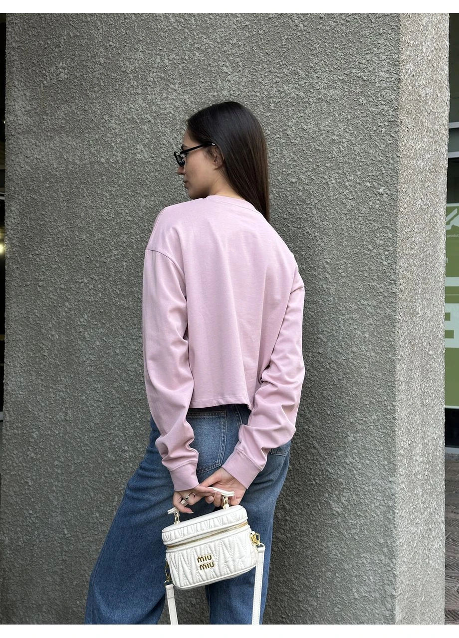 Лонгслив укороченный Long Sleeve Crop T-Shirt Pink No Brand - (362044727)