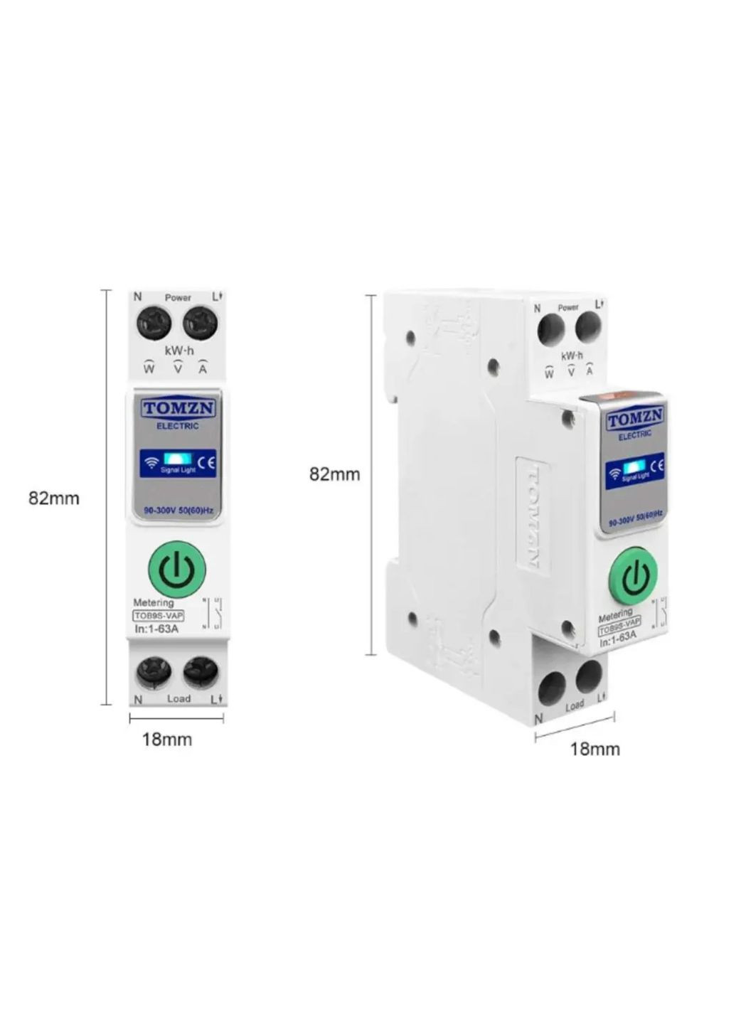 Wi-Fi автоматический выключатель, защитное реле TOB9S-VAP 1P 1-63А DIN с мониторингом напряжения тока Tomzn (341324870)