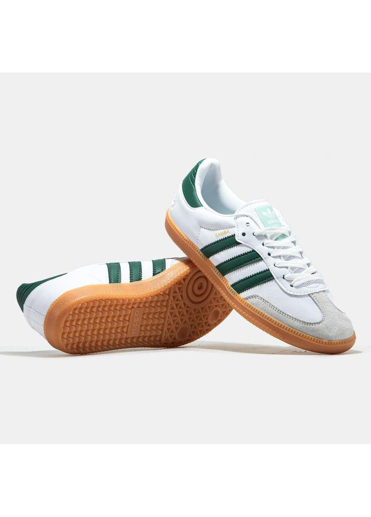 Сірі Осінні кросівки чоловічі adidas samba vegan white green адідас самба No Brand