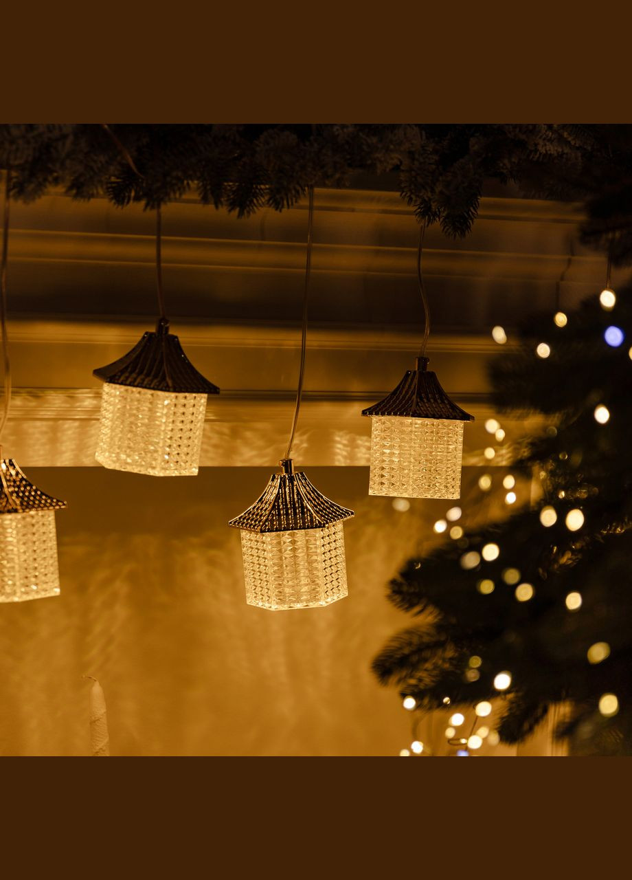 Гирлянда штора с фигурками Фонарь 3 метра 6 ламп теплый желтый свет 6L3MLIG Garlando (306849848)