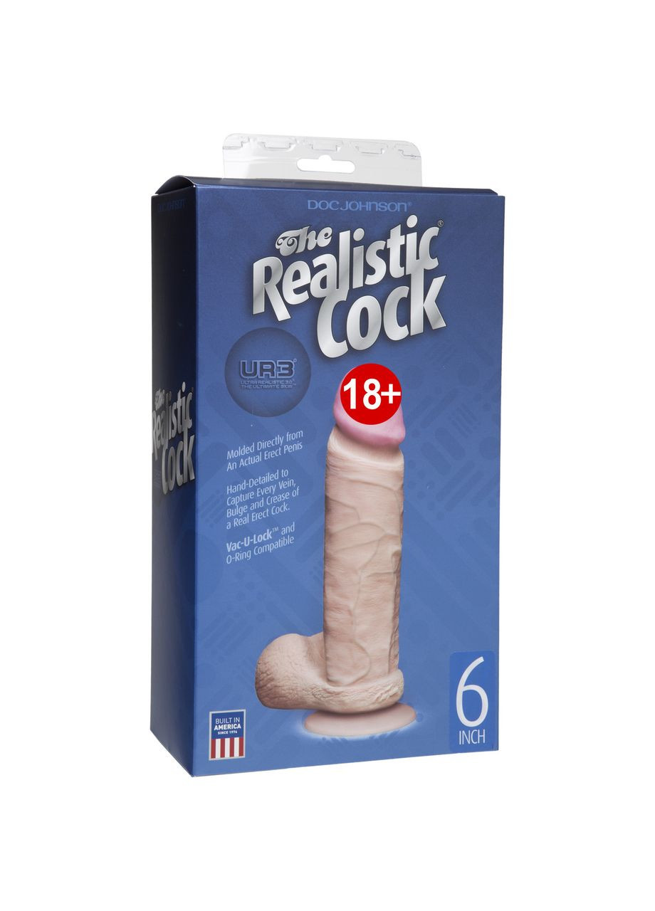 Фаллоімітатор Doc Johnson The Realistic Cock 6 inch White - ULTRASKYN, Vack-U-Lock, діаметр 4,3s No Brand (303909178)