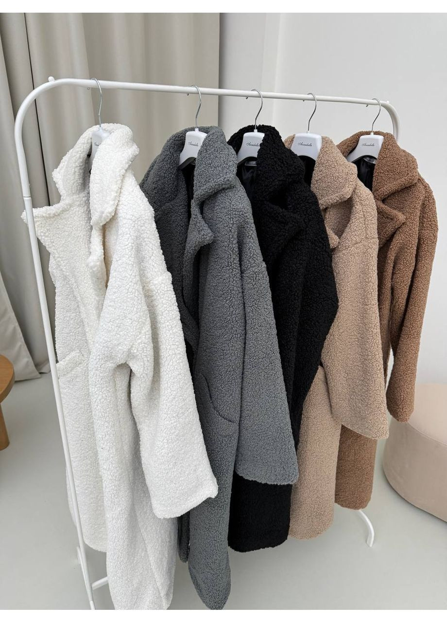 Графітове зимнє Пальто тепле еко хутро Тедді+підкладка,з поясом та кишенями Україна