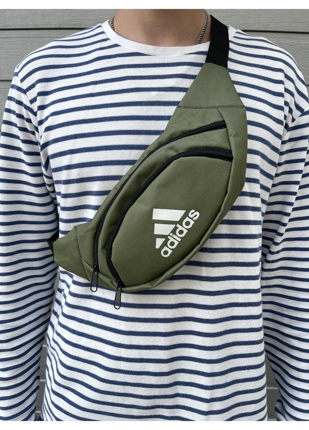 Сумка бананка Adidas хаки поясная через плечо нагрудная женская мужская из ткани повседневная модель топ качество No Brand (401594071)