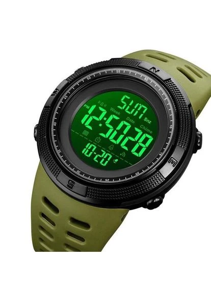 Наручний чоловічий годинник 2070AGWT з підсвічуванням 3 АТМ Army-Green/White (7_01140) Skmei (397572351)
