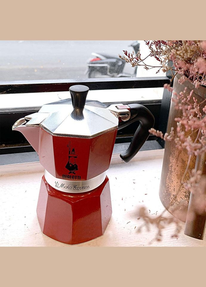 Гейзерная кофеварка Moka Express 130 мл. 3 чашки Красная (R-14240-VS) Bialetti (303348020)
