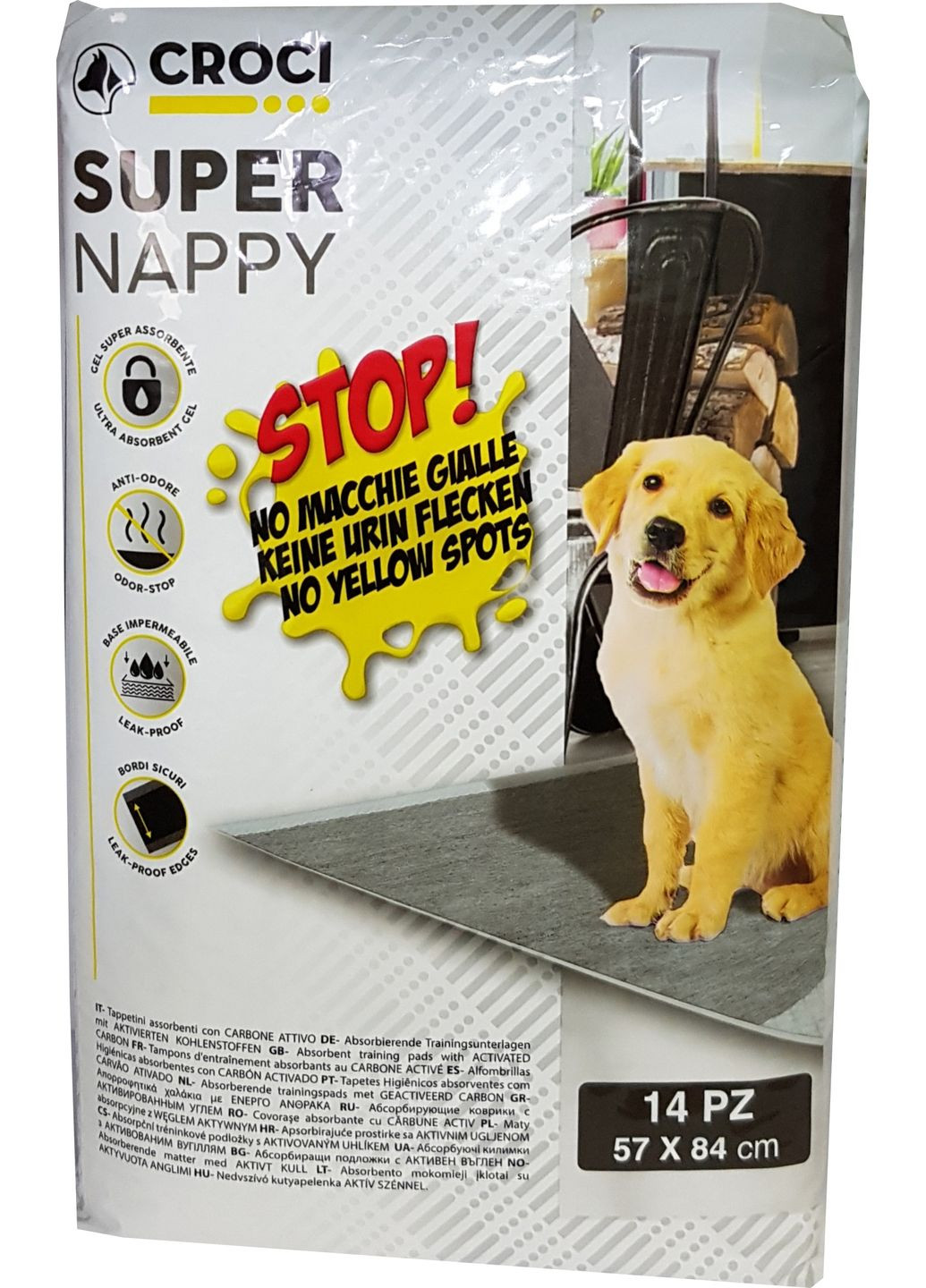 Пеленки для собак с активированным углем 84 х 57 см 14 шт. (8023222171718) Croci (318697579)