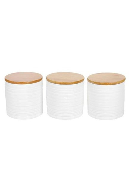 Набір керамічних банок Лінії з кришками з бамбука 3 шт. 0,55 л. 31838 Flora (354225101)