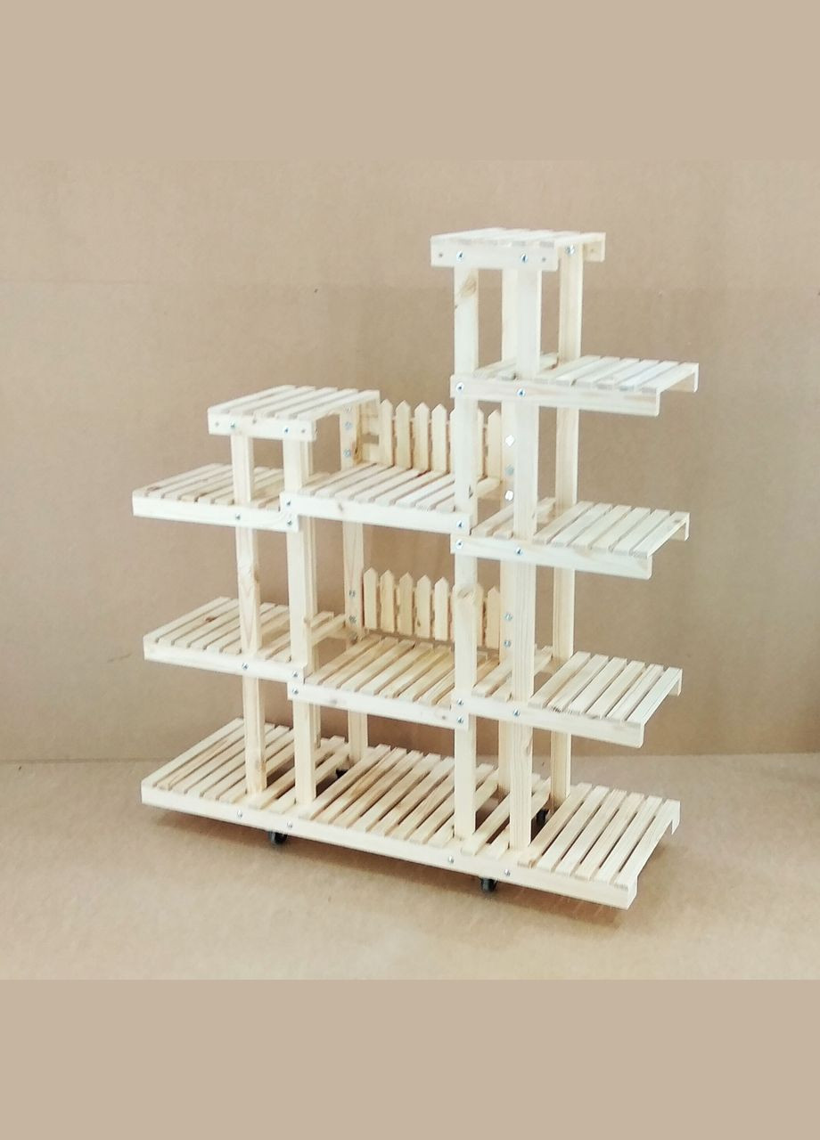 Підставка для квітів з дерева Бордо на коліщатках бланже (ЦВТ-102401) No Brand (328226018)