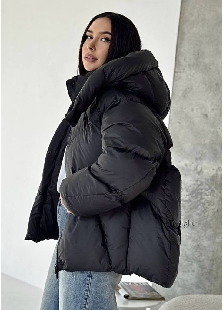 Черная зимняя зимняя куртка пуховик отменного качества. био-пух No Brand