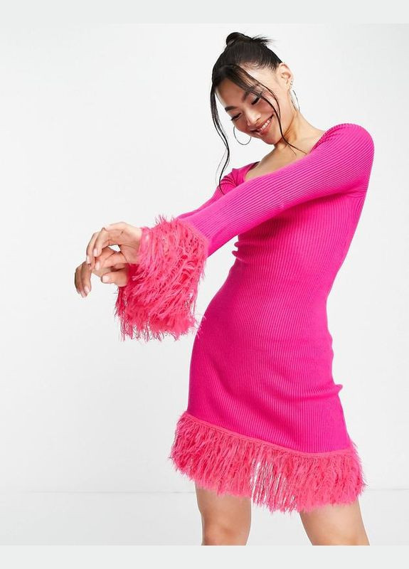 Рожева сукня міні з пір'ям Asos