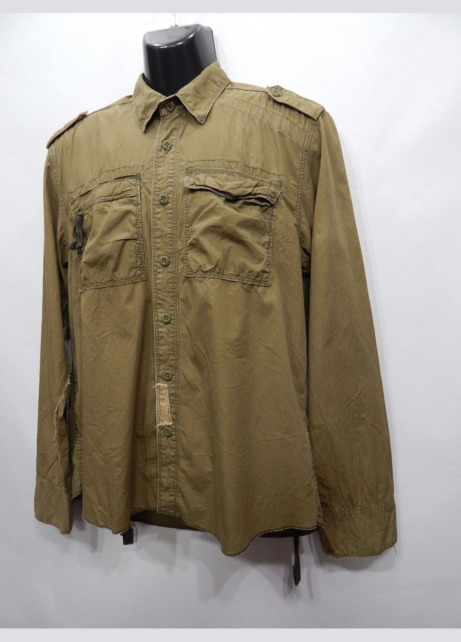 Оливковковая (хаки) кэжуал рубашка No Brand