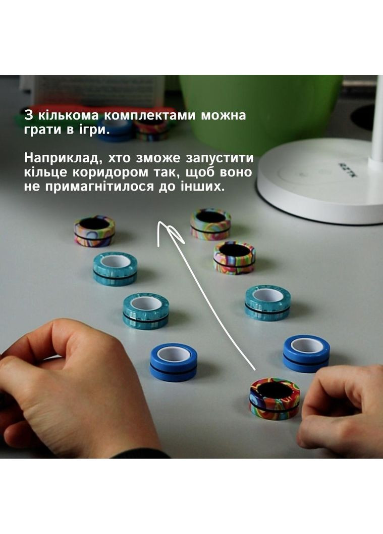 Антистрес-кільця фіджет — магнітна іграшка для зняття тривоги, заспокоєння та релаксу жовті з чорним No Brand (364502638)