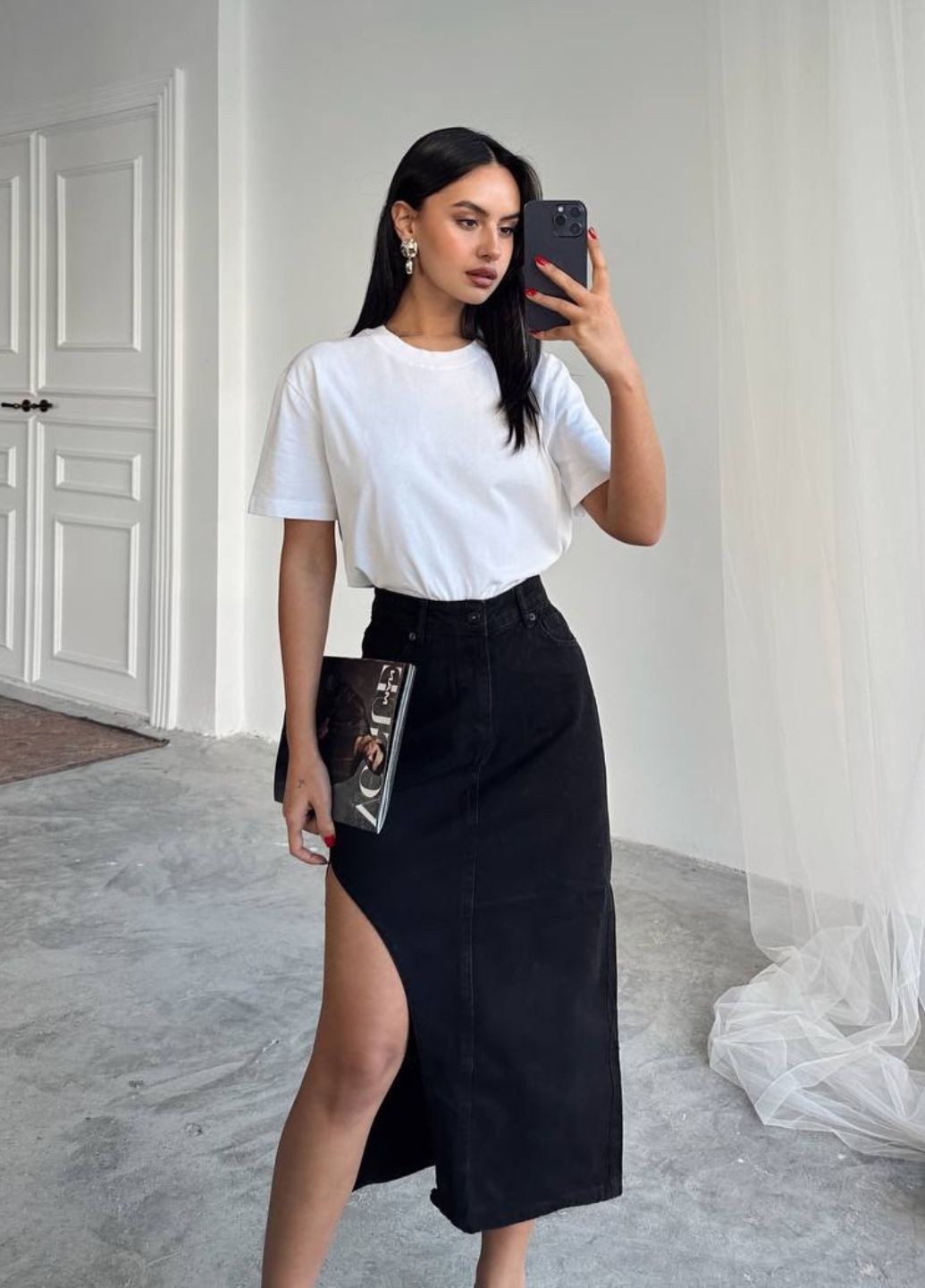 Джинсова спідниця міді з вирізом Україна (334629127)