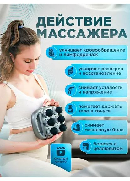 Профессиональный высокочастотный перкуссионный массажер для релаксации тела на 6 головок Erston (363834178)