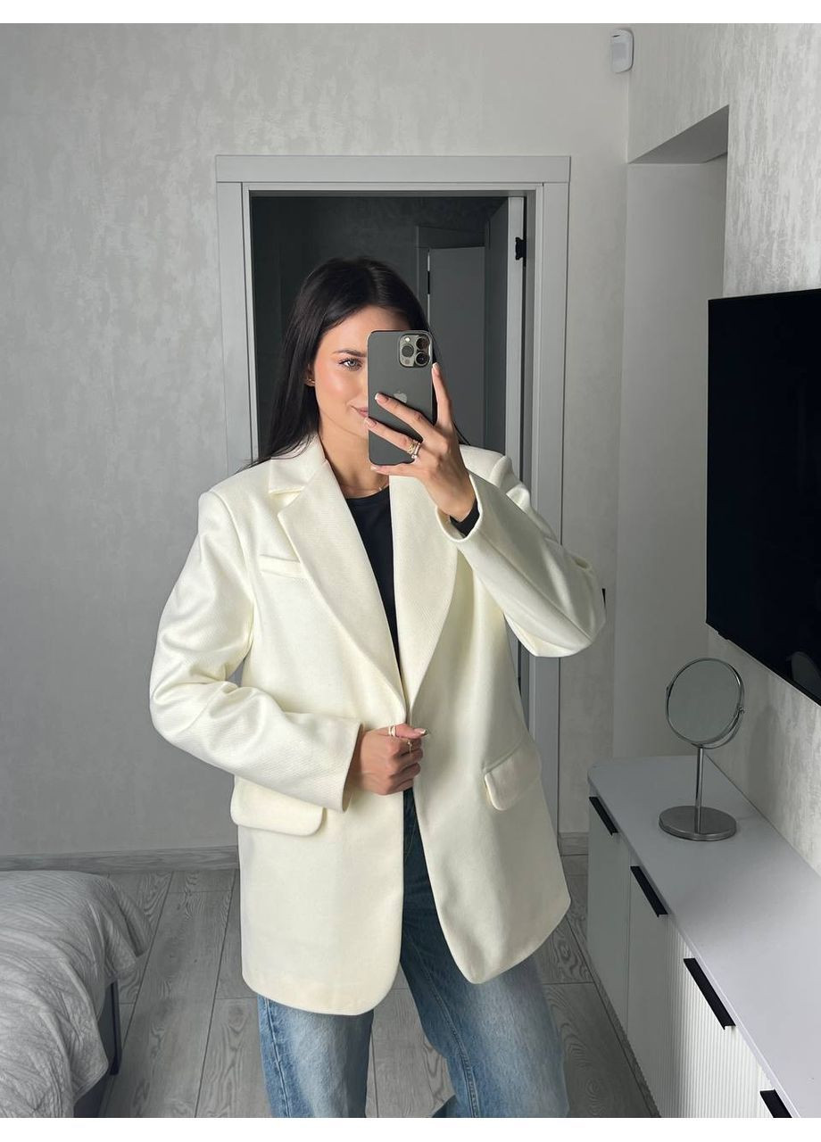 Молочное демисезонное Пальто пиджак No Brand