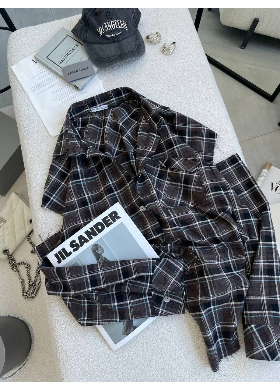 Темно-коричневая повседневный, вечерний, классическая, кэжуал рубашка в клетку Asi.Store.ua с длинным рукавом