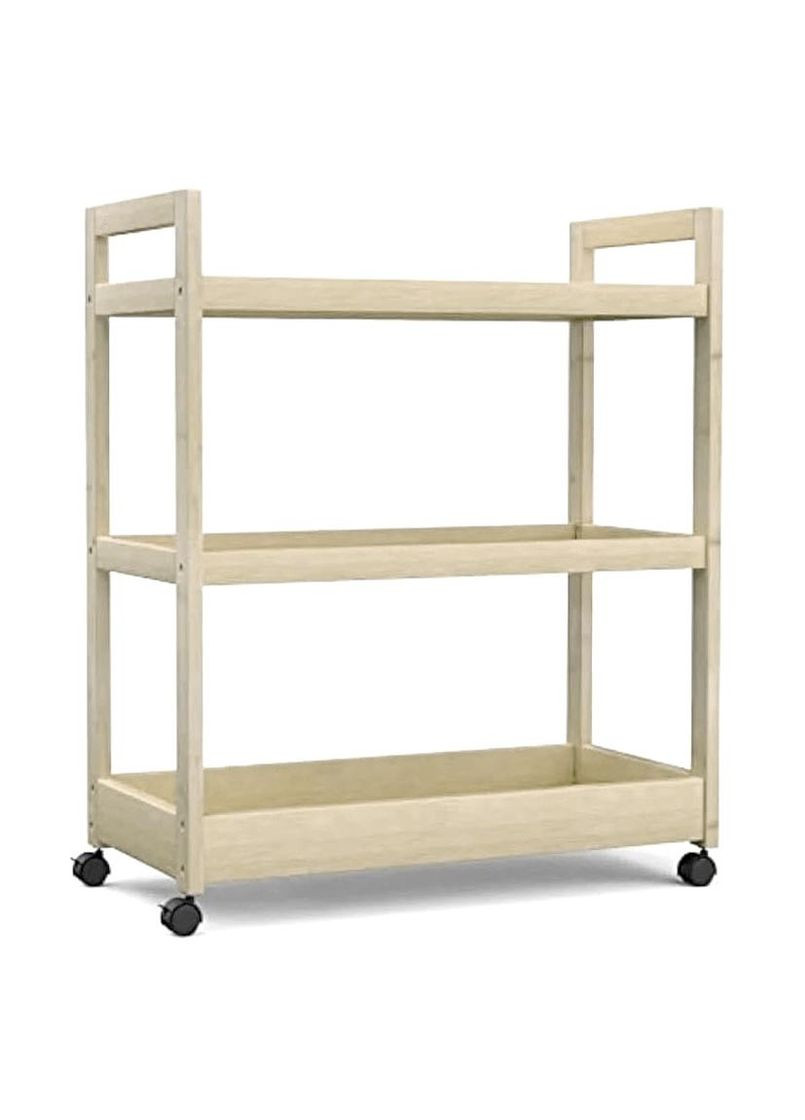 Этажерка из дерева для ванной на колёсиках Соронита бланже (АБТ-001101) No Brand (328210739)