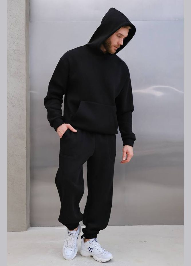 Спортивный костюм мужской на флисе черного цвета Let's Shop (292251724)