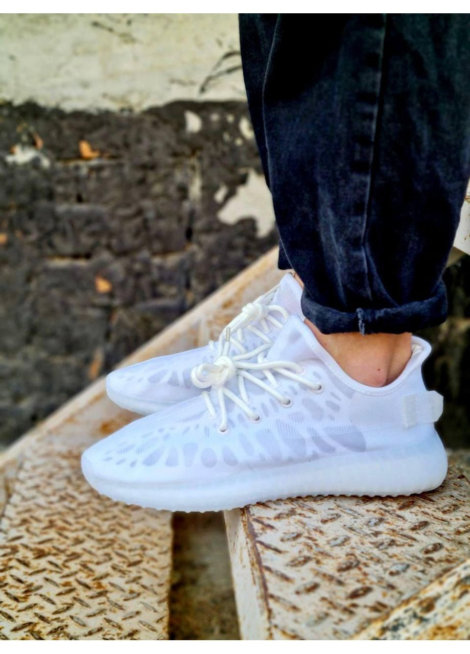 Білі Осінні кросівки чоловічі adidas yeezy boost 350 mono white v2 адідас ізі буст No Brand