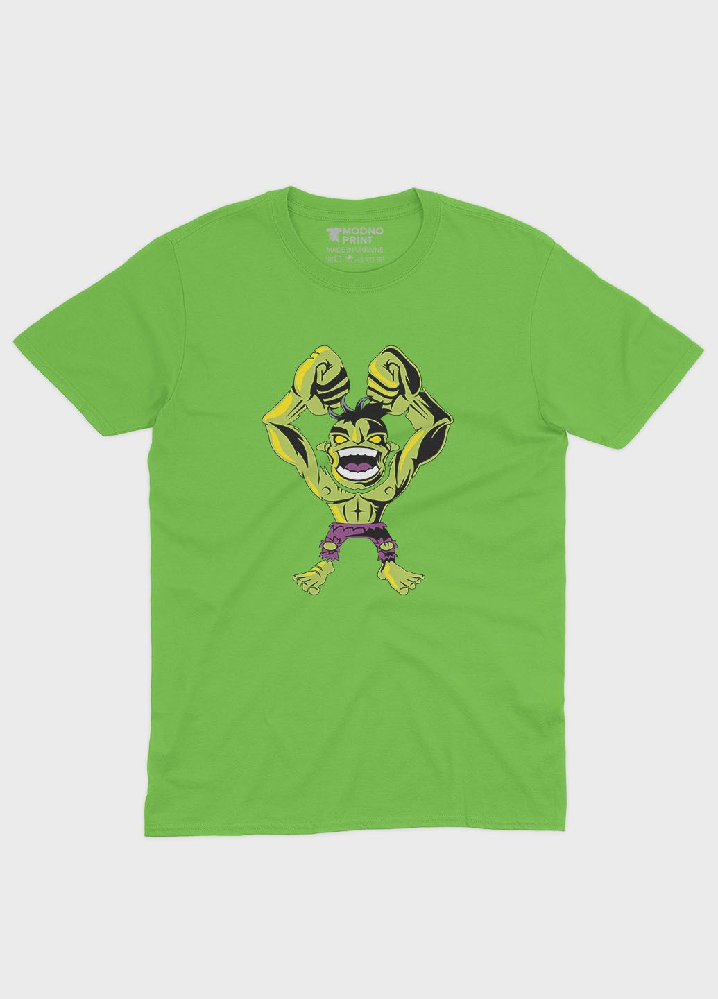 Салатовая демисезонная футболка для мальчика с принтом супергероя - халк (ts001-1-kiw-006-018-002-b) Modno