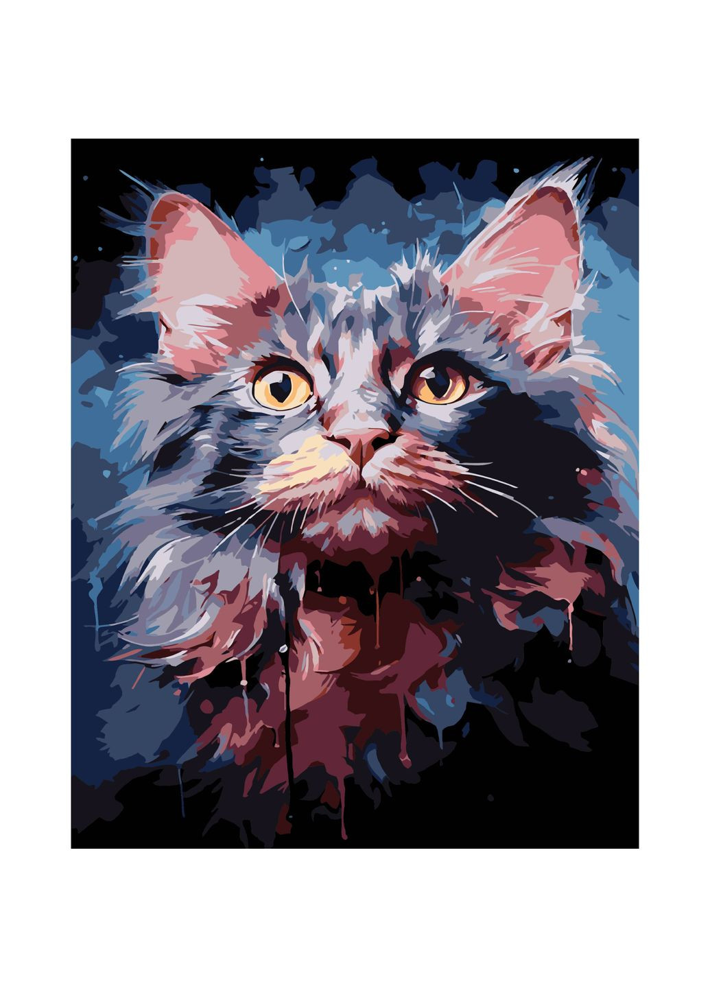 Картина за номерами Акварельний кіт на чорному фоні см для творчості малювання для дорослих Strateg (369760464)
