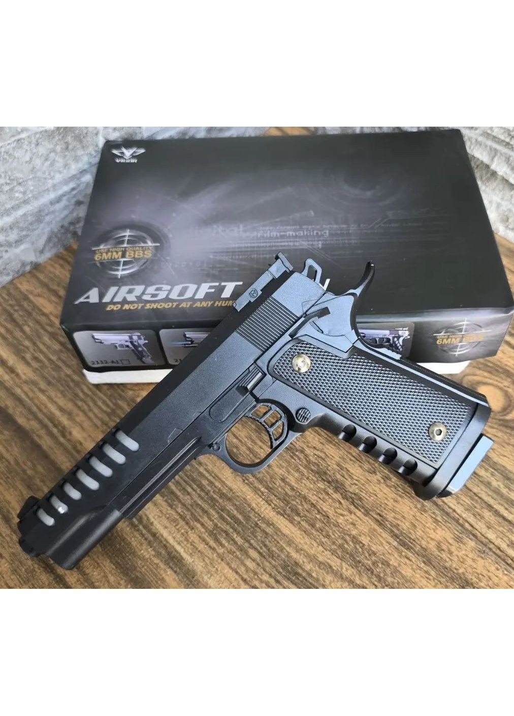 Страйкбольный Пистолет COLT M1911 V301 пластик стреляет пульками 6 мм Черный Vigor (354823865)