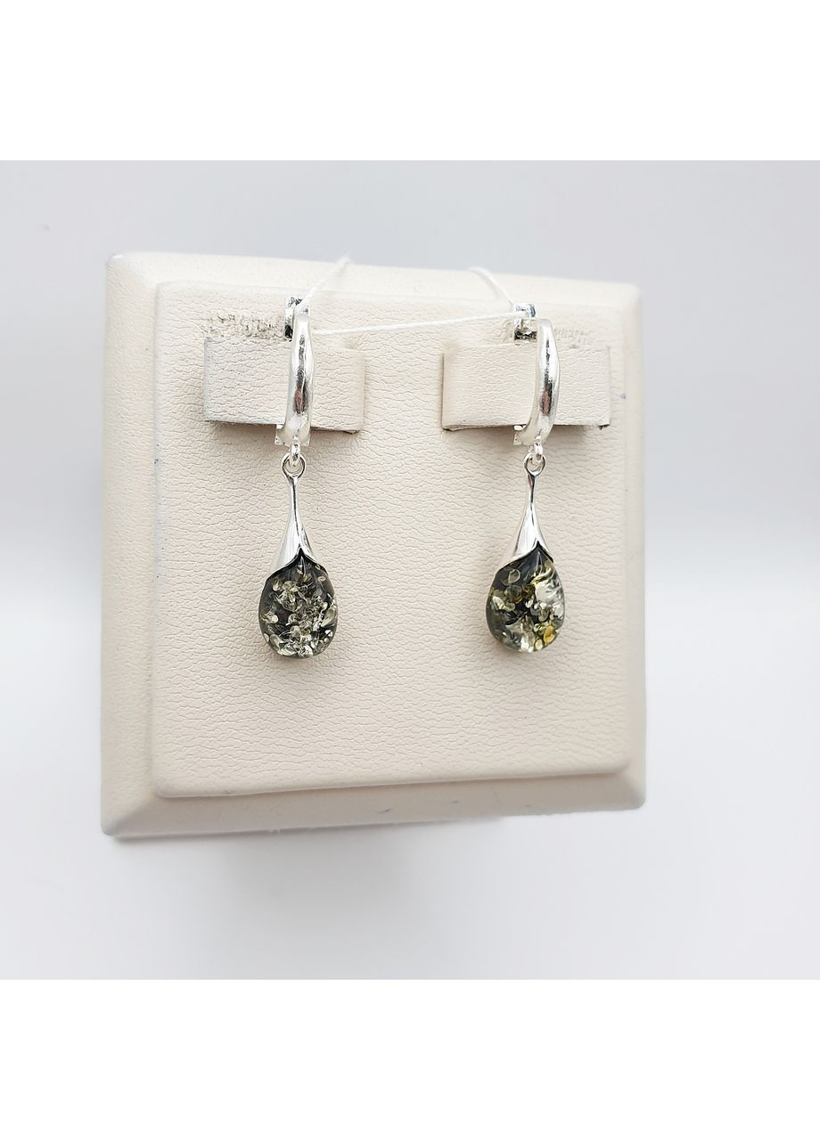 Сережки срібні з бурштином 3,44 г No Brand (369737018)