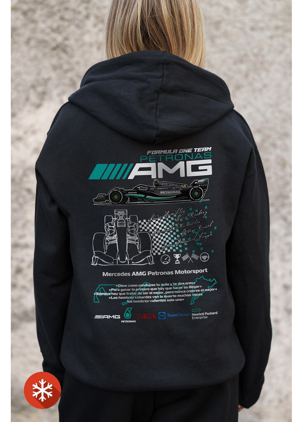 Жіноче Утеплене Зіп Худі На Флісі Зіпер З Принтом AMG Kane Black Without (372520011)