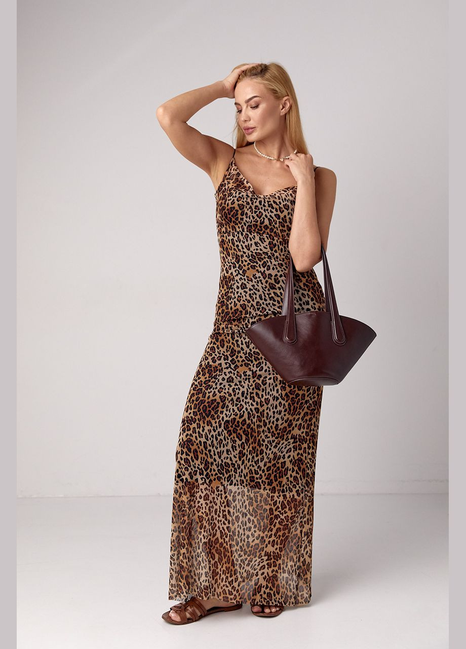 Леопардовий сарафан на бретелях із оголеною спиною Lurex (295185315)