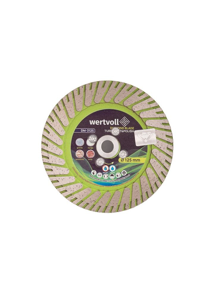 Диск алмазный GM TURBO CUT&POLISH 125х2.8 мм 24% высота алмазного слоя 8/24 мм Ø22.2 мм/М14 12250 об/мин (DM-3125) Wertvoll (322705377)