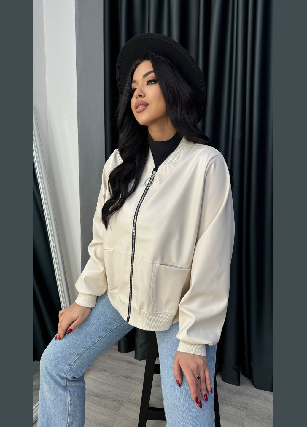 Шкіряний бомбер на блискавці (285735993)