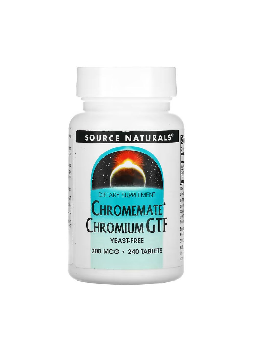Хром та ніацин ChromeMate Chromium GTF 200 мкг 240 таблеток Source Naturals (332808650)