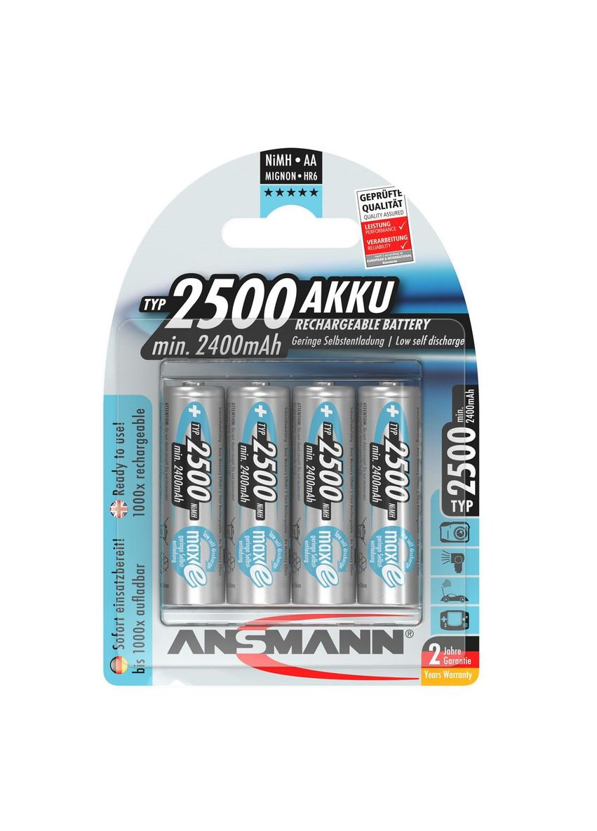 Аккумуляторы AA/HR06 NI-MH 2500 mAh BL 4 шт Ansmann (370616501)