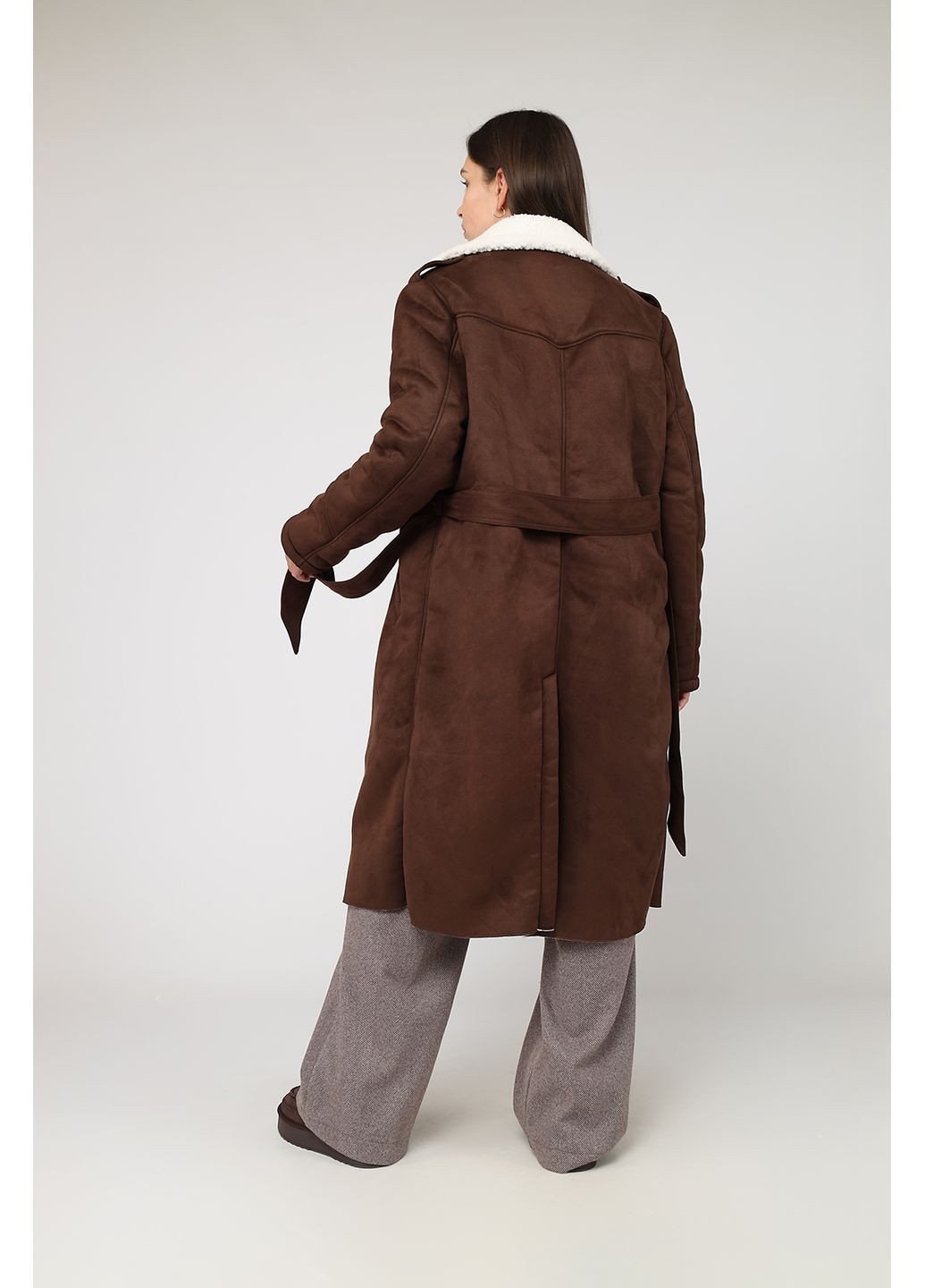 Темно-коричнева зимня дублянка жіноча колір темно-коричневий cb-00278625 Yuki