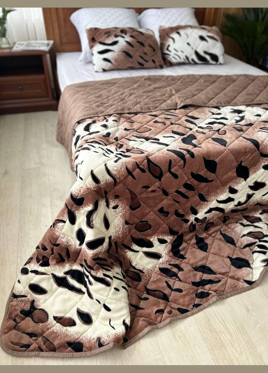 Покривало євро на дві сторони 2 подушки 240х220 Леопард (П4К-Мpled+poduska005-01) No Brand (306633948)