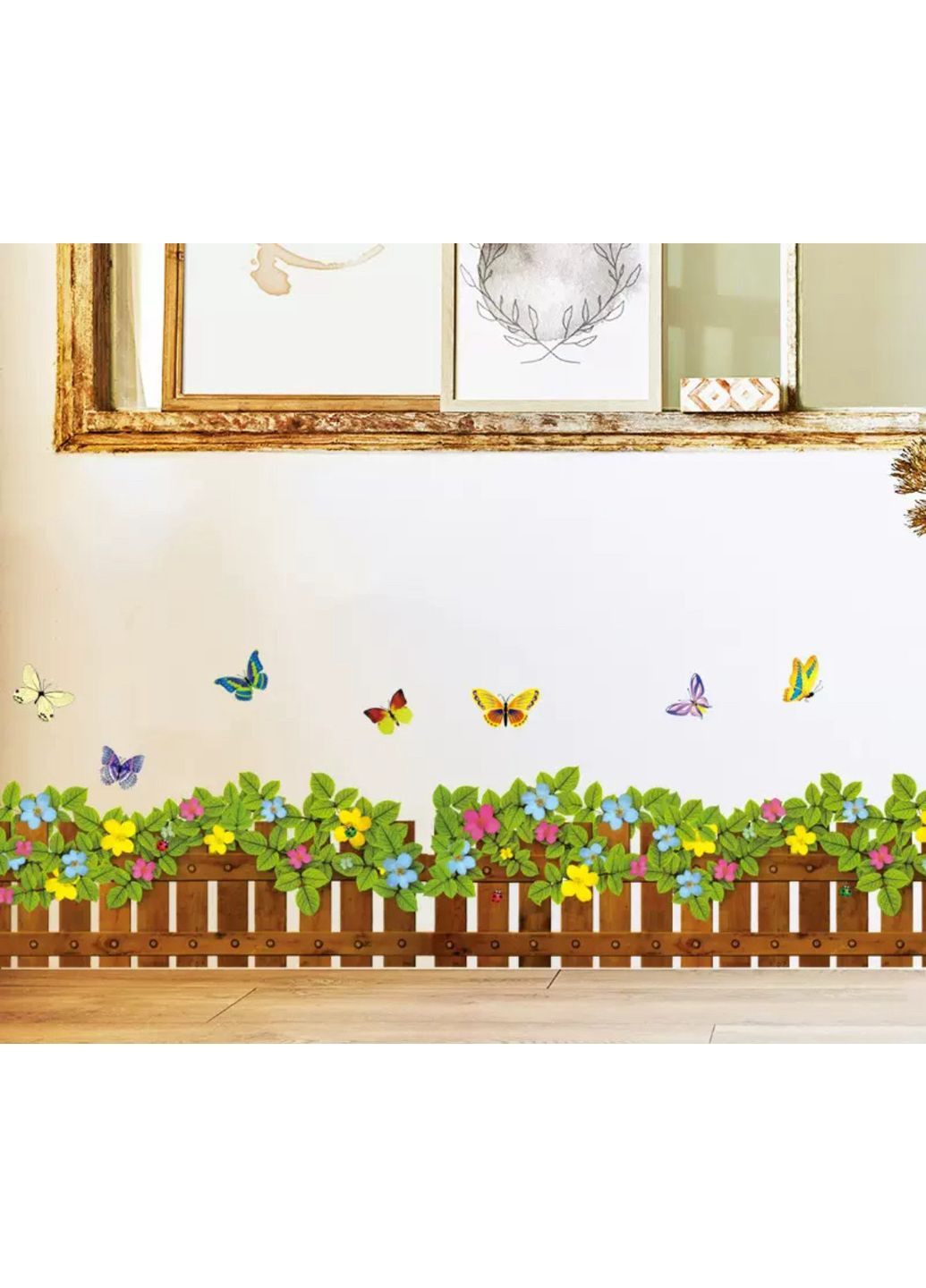 Інтер'єрна наклейка на стіну Паркан із квітами вінілова декоративна 132 см China (366890774)