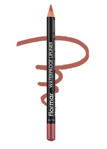 Олівець для губ Waterpoof Lipliner водостійкий № 236 Димчасто-рожевий Pecan Flormar (361377109)