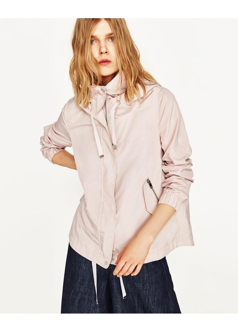 Светло-розовая демисезонная ветровка с капюшоном H&M