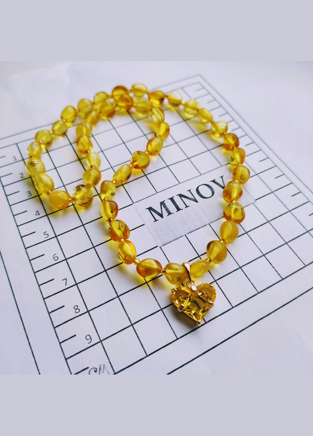 Чокер 3246 из янтаря Медовый и коньячный оттенки 37-39 см MINOV янтарь стекло, натуральный камень (323159545)